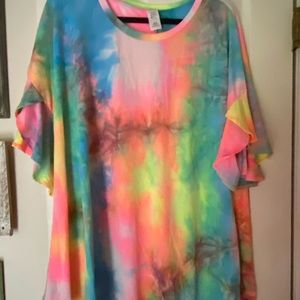 3x tie dyed rainbow tunic